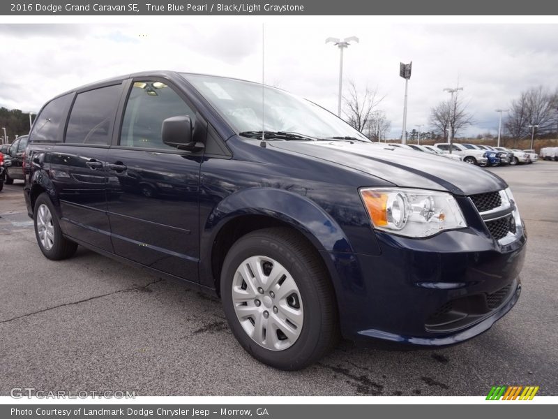 True Blue Pearl / Black/Light Graystone 2016 Dodge Grand Caravan SE