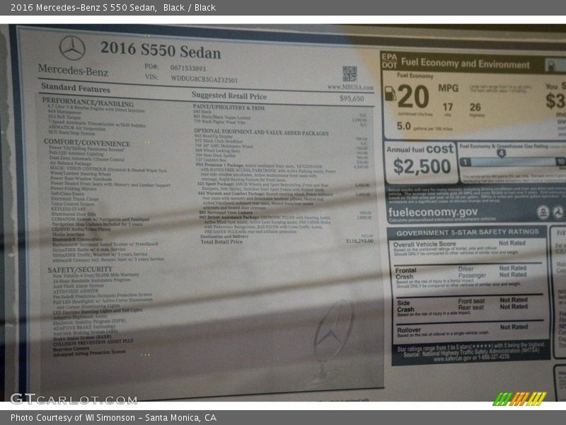 Black / Black 2016 Mercedes-Benz S 550 Sedan