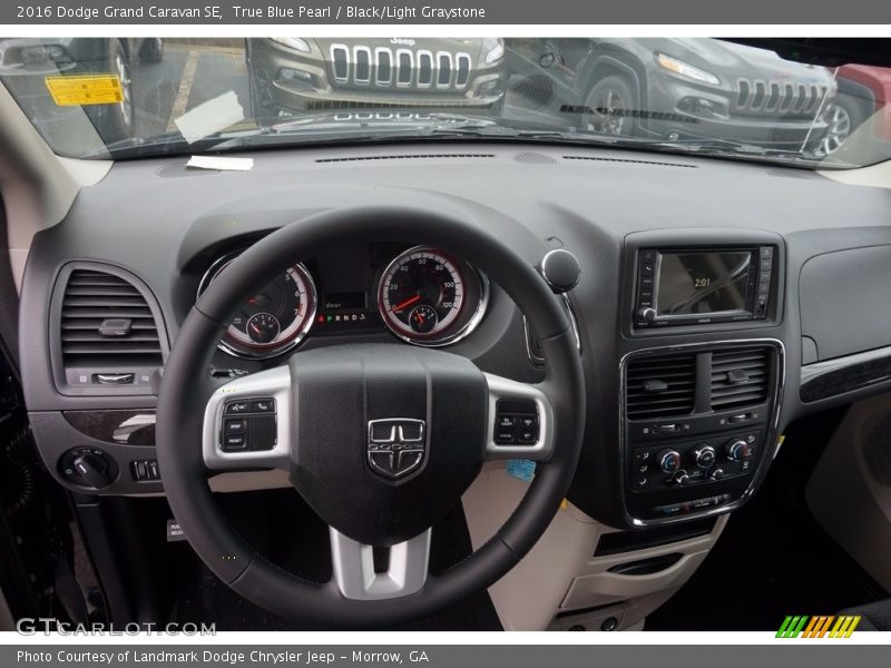 True Blue Pearl / Black/Light Graystone 2016 Dodge Grand Caravan SE