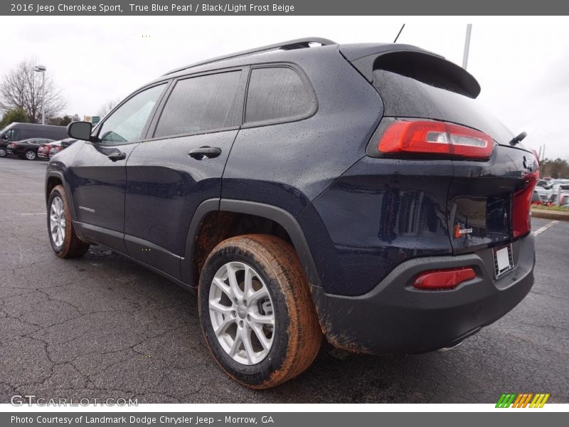 True Blue Pearl / Black/Light Frost Beige 2016 Jeep Cherokee Sport