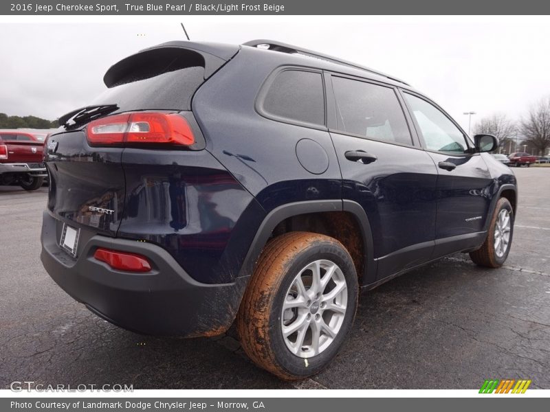 True Blue Pearl / Black/Light Frost Beige 2016 Jeep Cherokee Sport