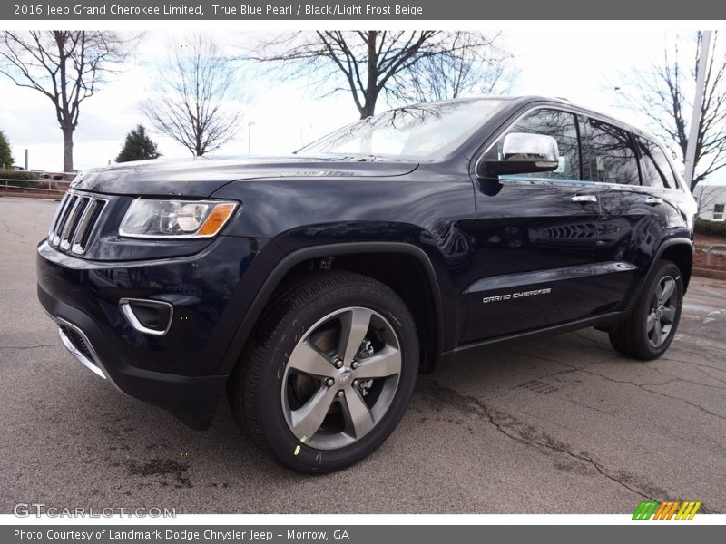 True Blue Pearl / Black/Light Frost Beige 2016 Jeep Grand Cherokee Limited
