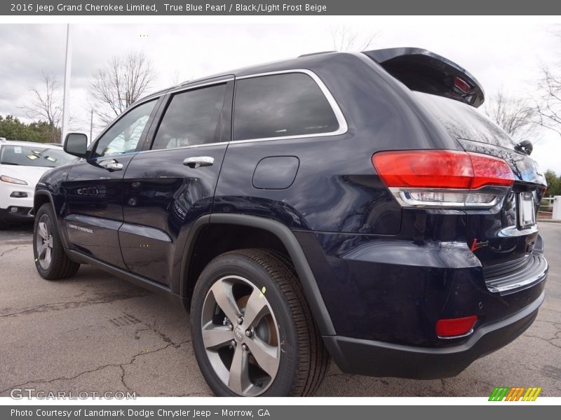 True Blue Pearl / Black/Light Frost Beige 2016 Jeep Grand Cherokee Limited