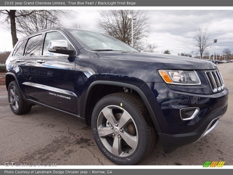 True Blue Pearl / Black/Light Frost Beige 2016 Jeep Grand Cherokee Limited