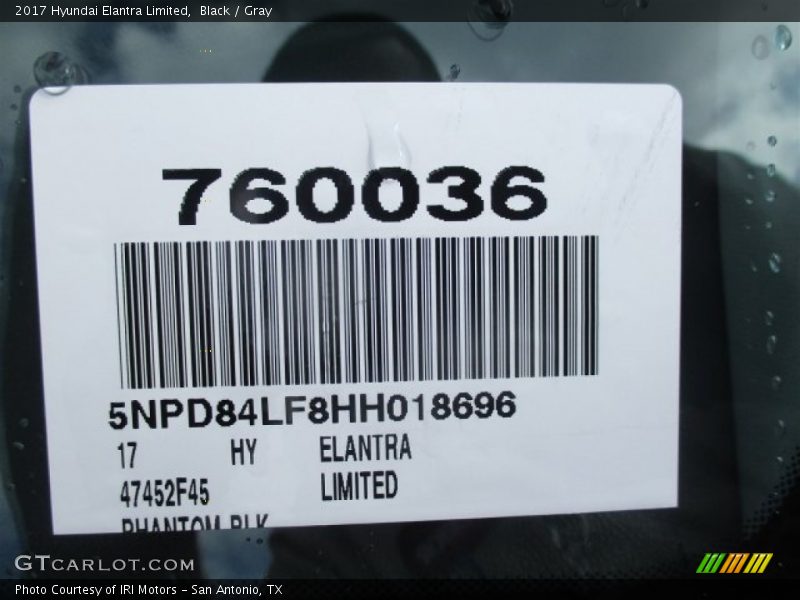 Black / Gray 2017 Hyundai Elantra Limited