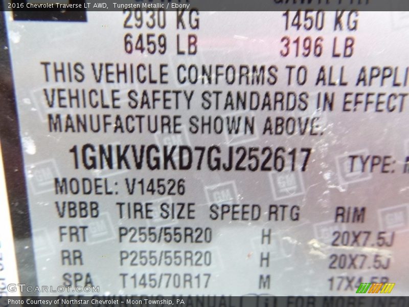 Tungsten Metallic / Ebony 2016 Chevrolet Traverse LT AWD