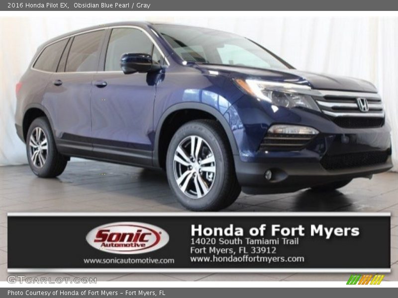 Obsidian Blue Pearl / Gray 2016 Honda Pilot EX