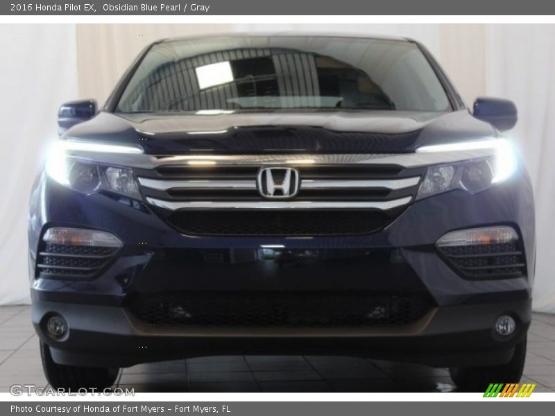 Obsidian Blue Pearl / Gray 2016 Honda Pilot EX