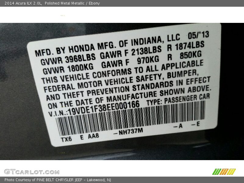 Polished Metal Metallic / Ebony 2014 Acura ILX 2.0L