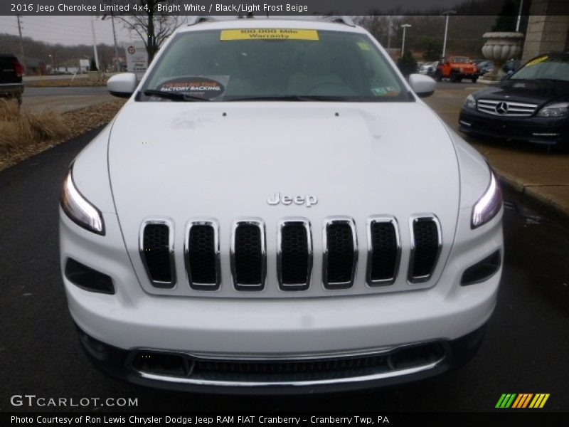 Bright White / Black/Light Frost Beige 2016 Jeep Cherokee Limited 4x4