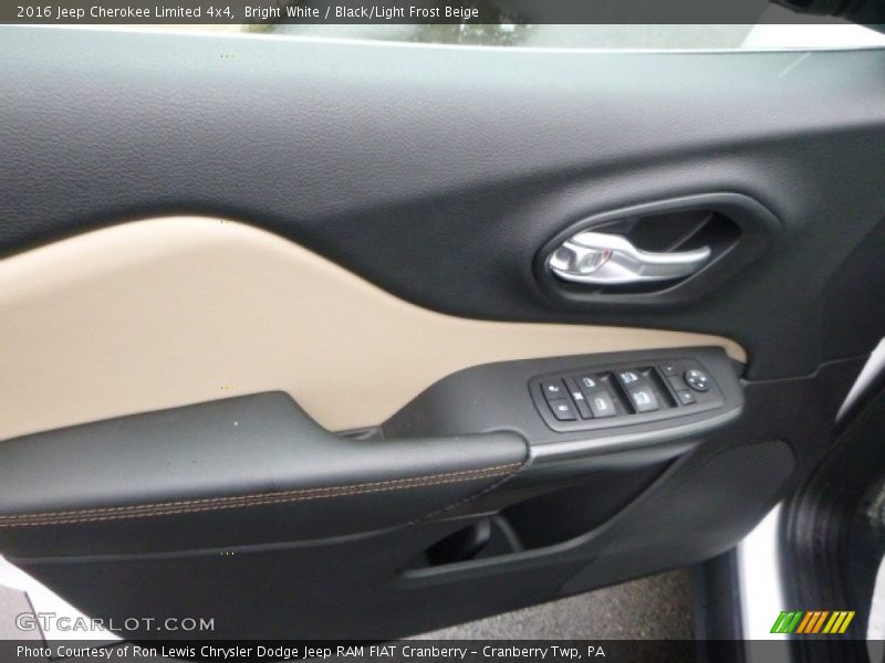 Bright White / Black/Light Frost Beige 2016 Jeep Cherokee Limited 4x4