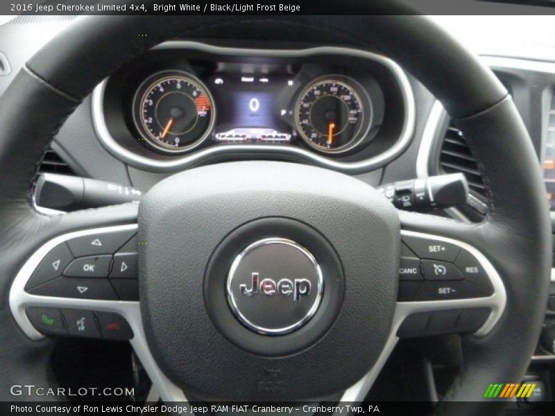 Bright White / Black/Light Frost Beige 2016 Jeep Cherokee Limited 4x4