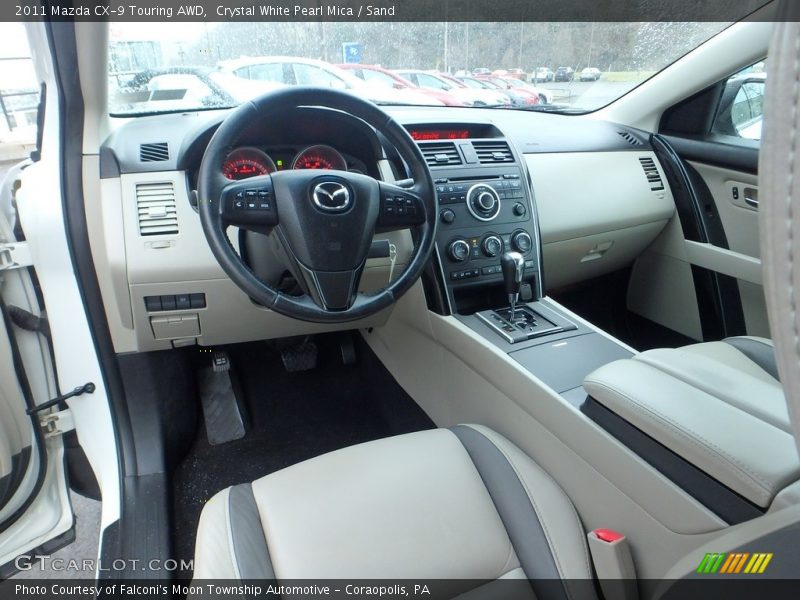 Crystal White Pearl Mica / Sand 2011 Mazda CX-9 Touring AWD