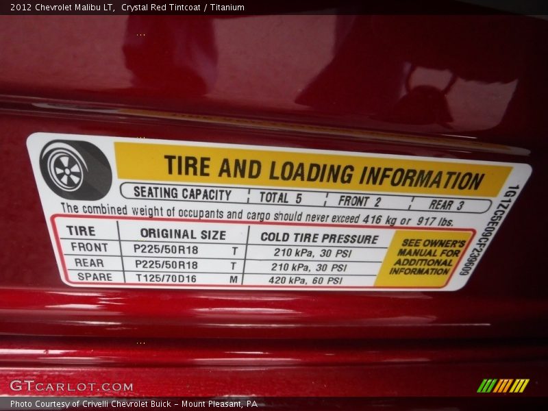 Crystal Red Tintcoat / Titanium 2012 Chevrolet Malibu LT