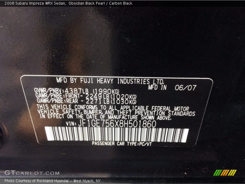 Obsidian Black Pearl / Carbon Black 2008 Subaru Impreza WRX Sedan