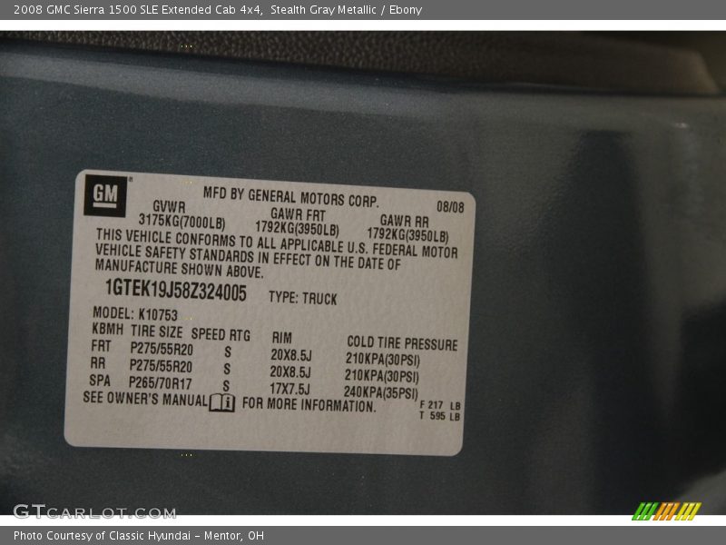 Stealth Gray Metallic / Ebony 2008 GMC Sierra 1500 SLE Extended Cab 4x4