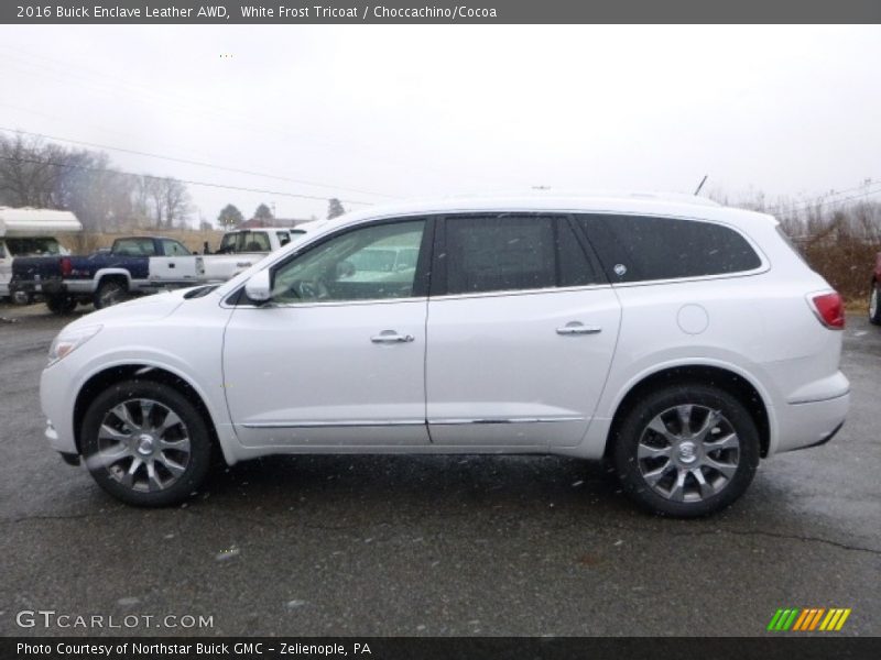 White Frost Tricoat / Choccachino/Cocoa 2016 Buick Enclave Leather AWD