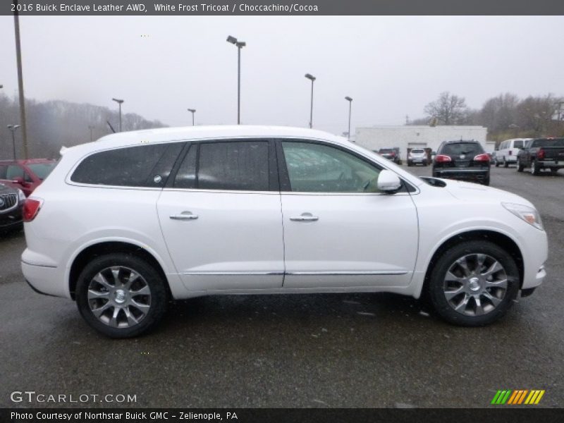 White Frost Tricoat / Choccachino/Cocoa 2016 Buick Enclave Leather AWD