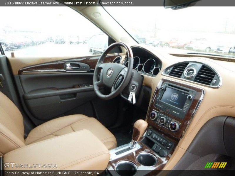 White Frost Tricoat / Choccachino/Cocoa 2016 Buick Enclave Leather AWD