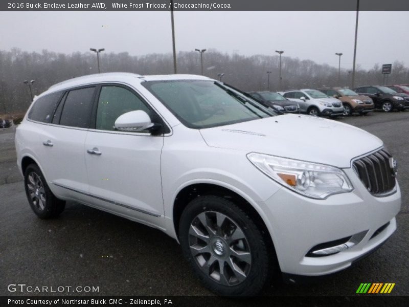 White Frost Tricoat / Choccachino/Cocoa 2016 Buick Enclave Leather AWD