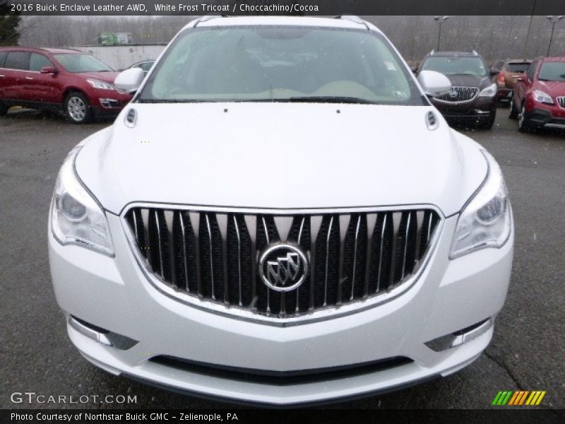 White Frost Tricoat / Choccachino/Cocoa 2016 Buick Enclave Leather AWD