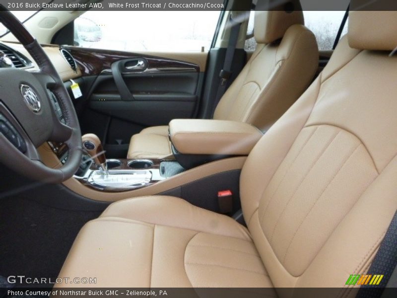 White Frost Tricoat / Choccachino/Cocoa 2016 Buick Enclave Leather AWD