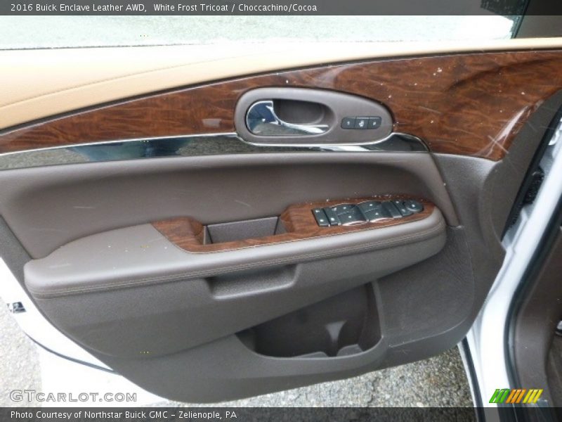 White Frost Tricoat / Choccachino/Cocoa 2016 Buick Enclave Leather AWD