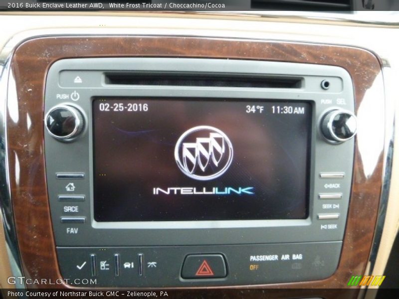 White Frost Tricoat / Choccachino/Cocoa 2016 Buick Enclave Leather AWD