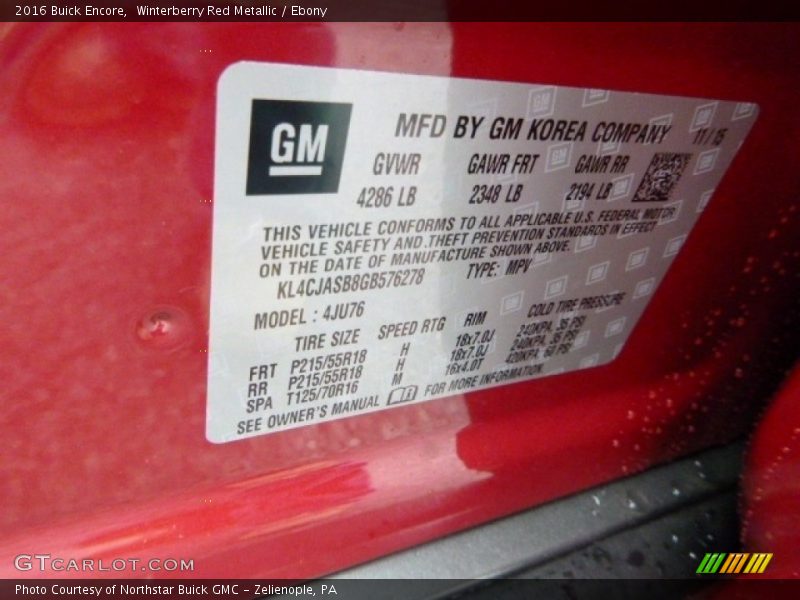 Winterberry Red Metallic / Ebony 2016 Buick Encore