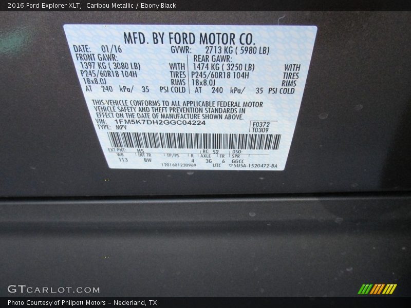 Caribou Metallic / Ebony Black 2016 Ford Explorer XLT