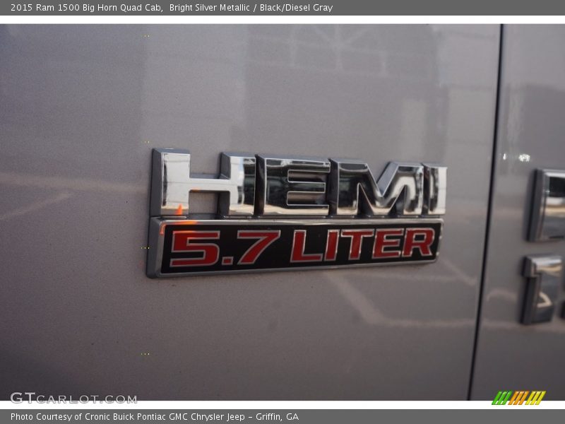Bright Silver Metallic / Black/Diesel Gray 2015 Ram 1500 Big Horn Quad Cab