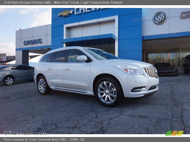 White Frost Tricoat / Light Titanium/Dark Titanium 2016 Buick Enclave Premium AWD