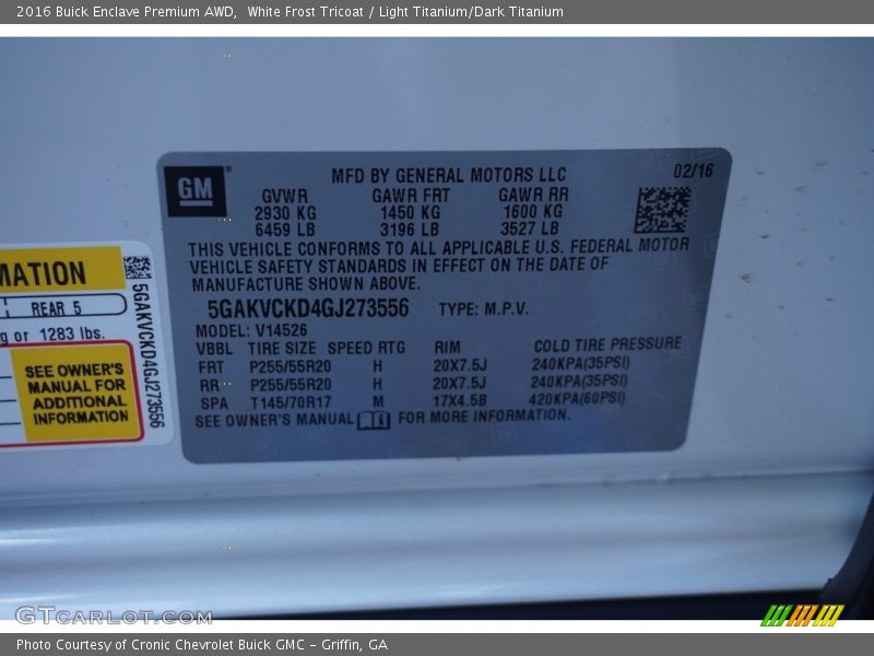 White Frost Tricoat / Light Titanium/Dark Titanium 2016 Buick Enclave Premium AWD
