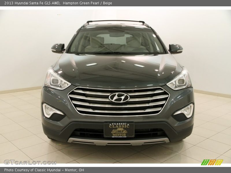Hampton Green Pearl / Beige 2013 Hyundai Santa Fe GLS AWD