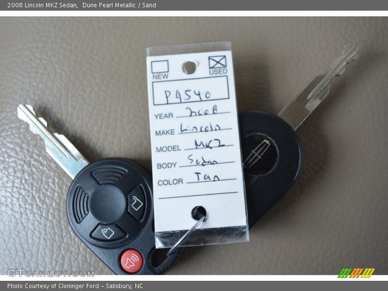 Dune Pearl Metallic / Sand 2008 Lincoln MKZ Sedan