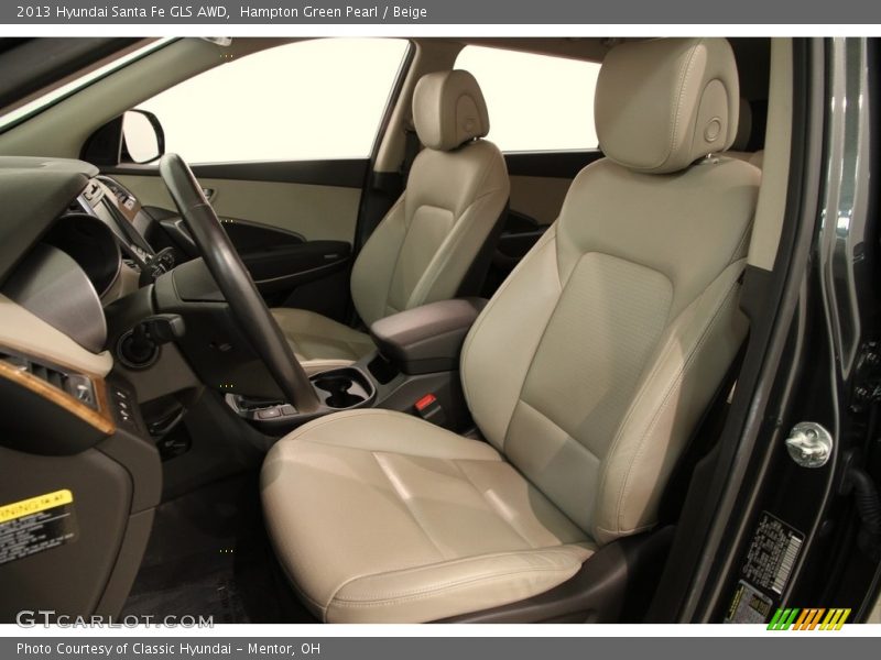 Hampton Green Pearl / Beige 2013 Hyundai Santa Fe GLS AWD