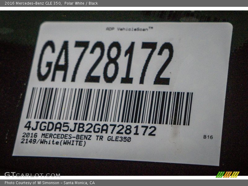 Polar White / Black 2016 Mercedes-Benz GLE 350