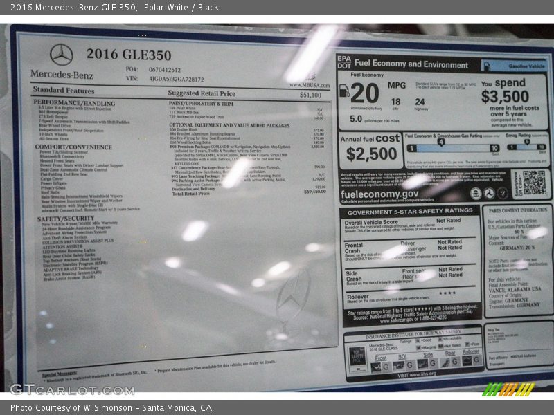 Polar White / Black 2016 Mercedes-Benz GLE 350