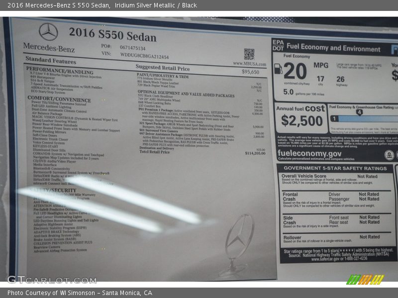 Iridium Silver Metallic / Black 2016 Mercedes-Benz S 550 Sedan