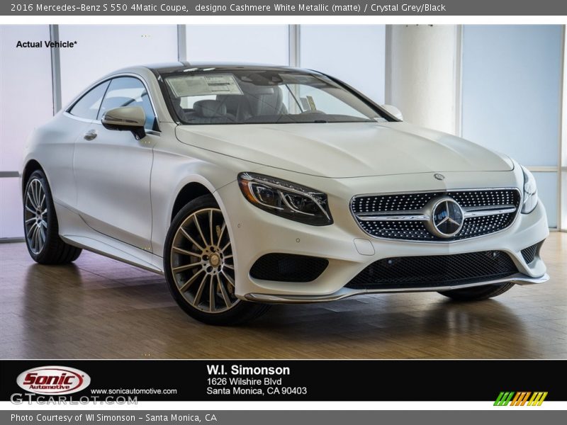 designo Cashmere White Metallic (matte) / Crystal Grey/Black 2016 Mercedes-Benz S 550 4Matic Coupe