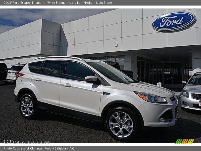 White Platinum Metallic / Medium Light Stone 2016 Ford Escape Titanium