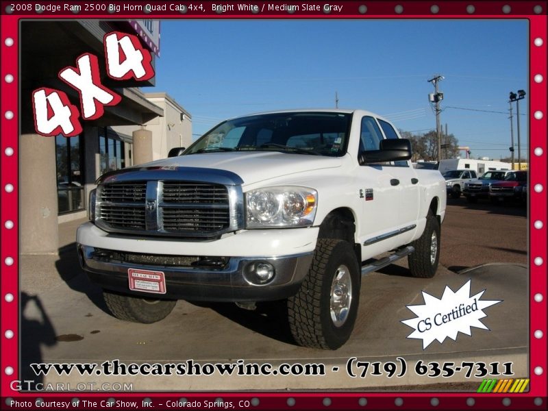 Bright White / Medium Slate Gray 2008 Dodge Ram 2500 Big Horn Quad Cab 4x4