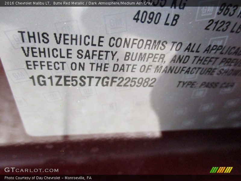 Butte Red Metallic / Dark Atmosphere/Medium Ash Gray 2016 Chevrolet Malibu LT