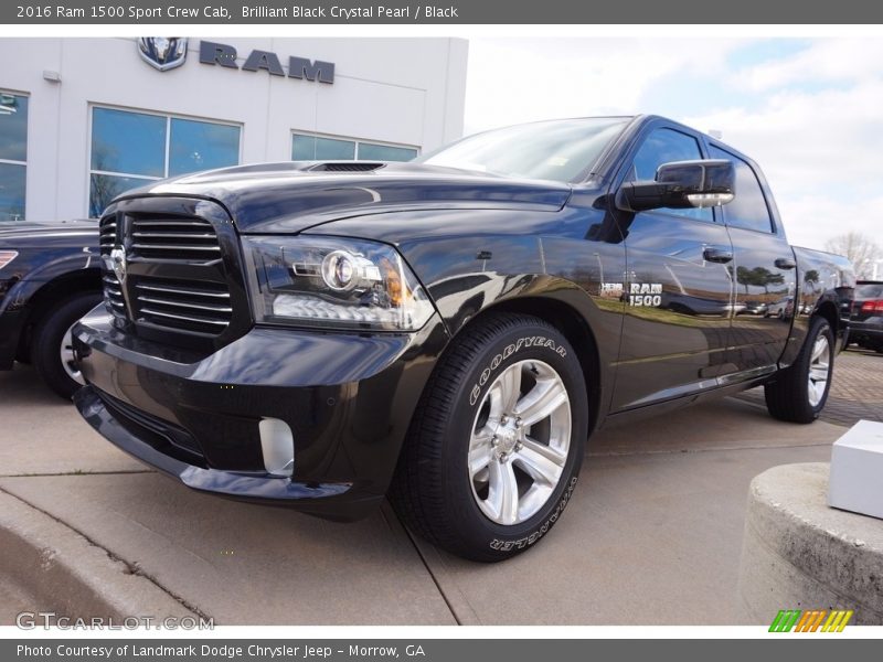 Brilliant Black Crystal Pearl / Black 2016 Ram 1500 Sport Crew Cab