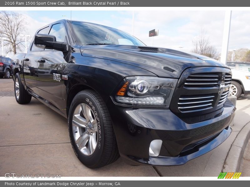 Brilliant Black Crystal Pearl / Black 2016 Ram 1500 Sport Crew Cab