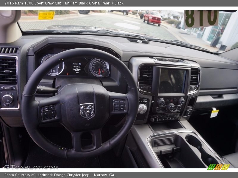 Brilliant Black Crystal Pearl / Black 2016 Ram 1500 Sport Crew Cab