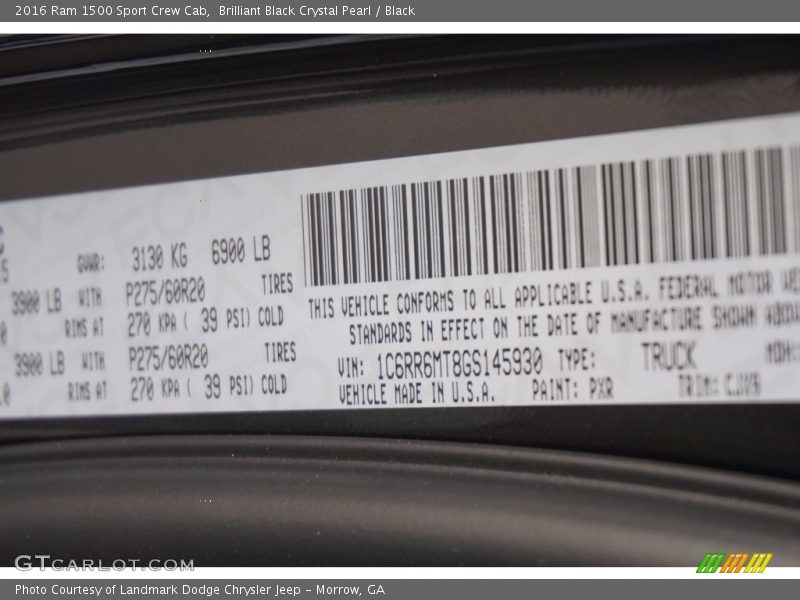 Brilliant Black Crystal Pearl / Black 2016 Ram 1500 Sport Crew Cab