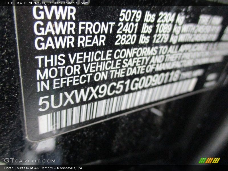 Jet Black / Saddle Brown 2016 BMW X3 xDrive28i