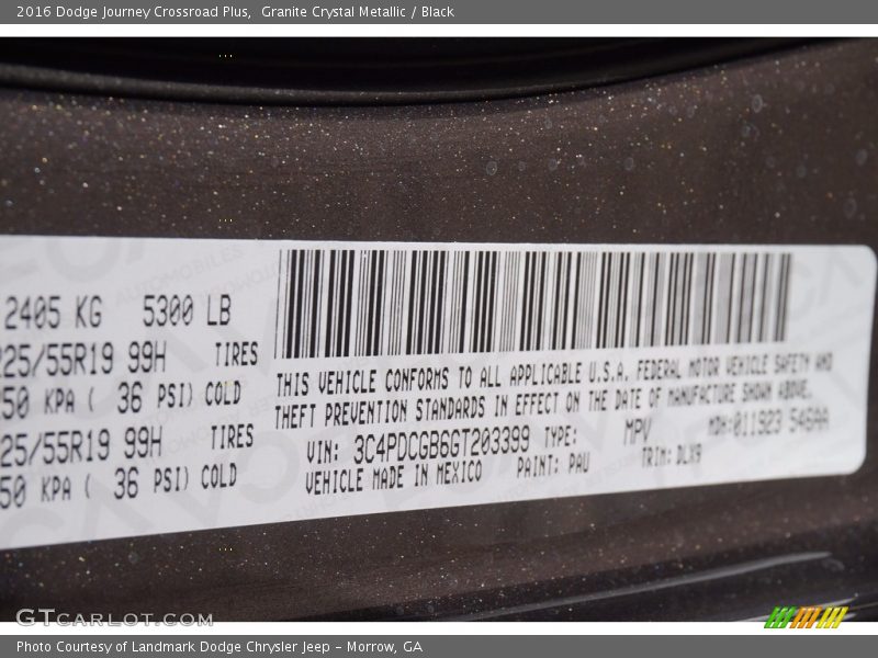 Granite Crystal Metallic / Black 2016 Dodge Journey Crossroad Plus