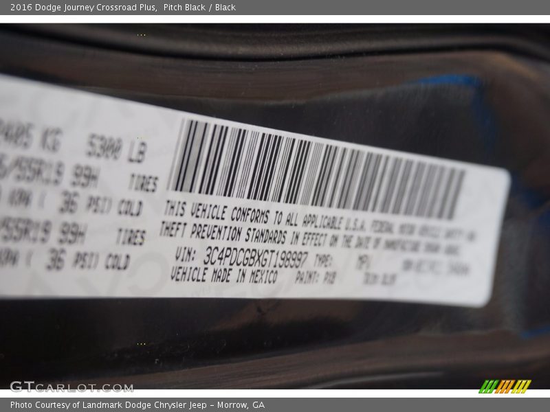 Pitch Black / Black 2016 Dodge Journey Crossroad Plus